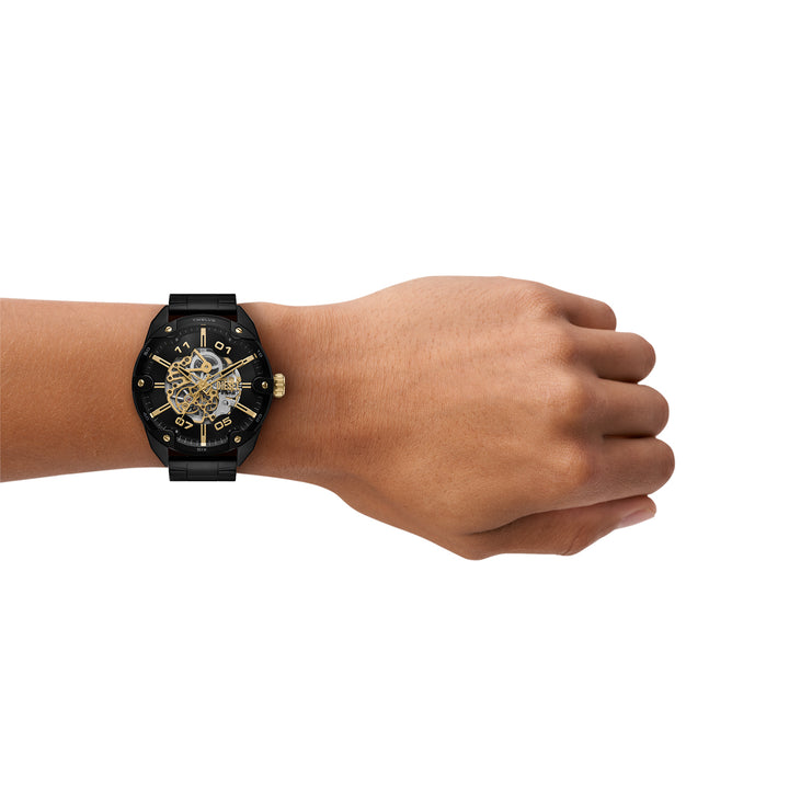 Diesel Men's Spiked Automatic Black Stainless Steel Watch