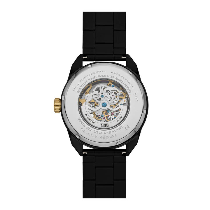 Diesel Men's Spiked Automatic Black Stainless Steel Watch