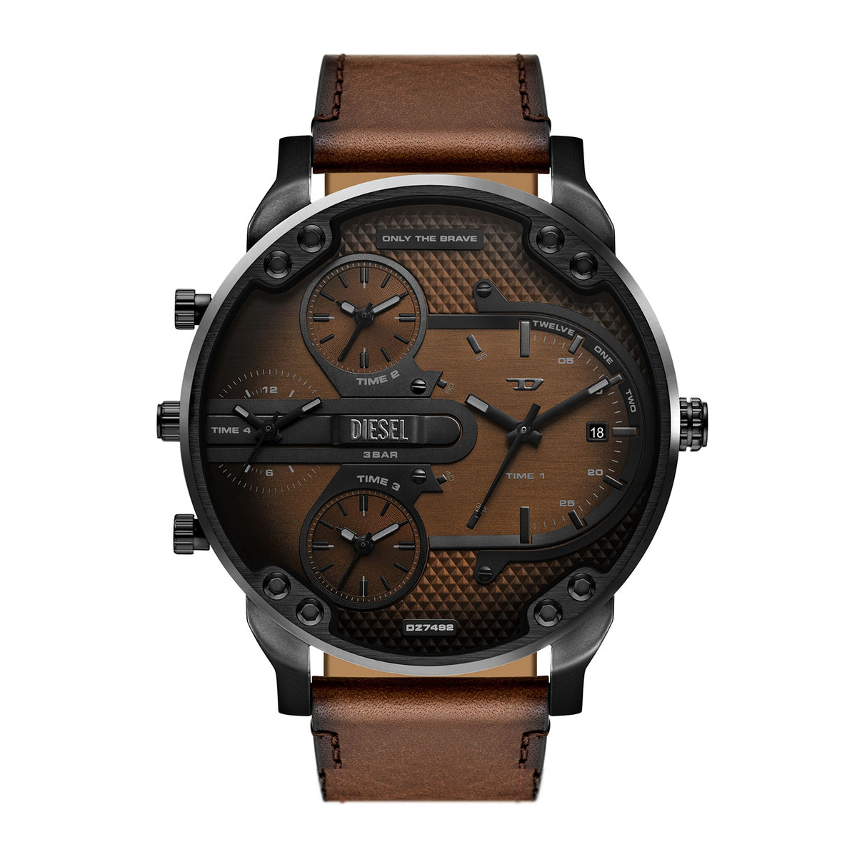 Diesel Men's Mr. Daddy Slim Multi-Movement Brown Leather Watch