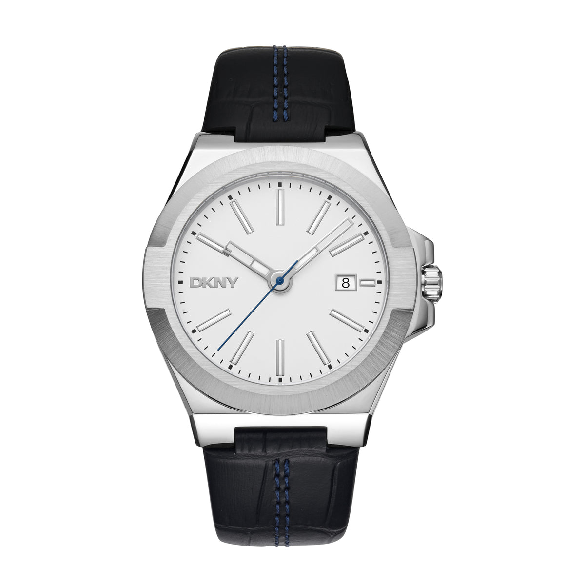 DKNY Everyday Men's Silver Dial Leather Strap Watch