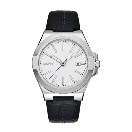 DKNY Everyday Men's Silver Dial Leather Strap Watch