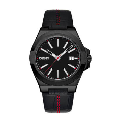 DKNY Everyday Men's Black Dial Leather Strap Watch - DK1G047L0035