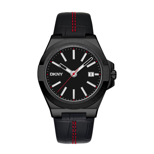 DKNY Everyday Men's Black Dial Leather Strap Watch