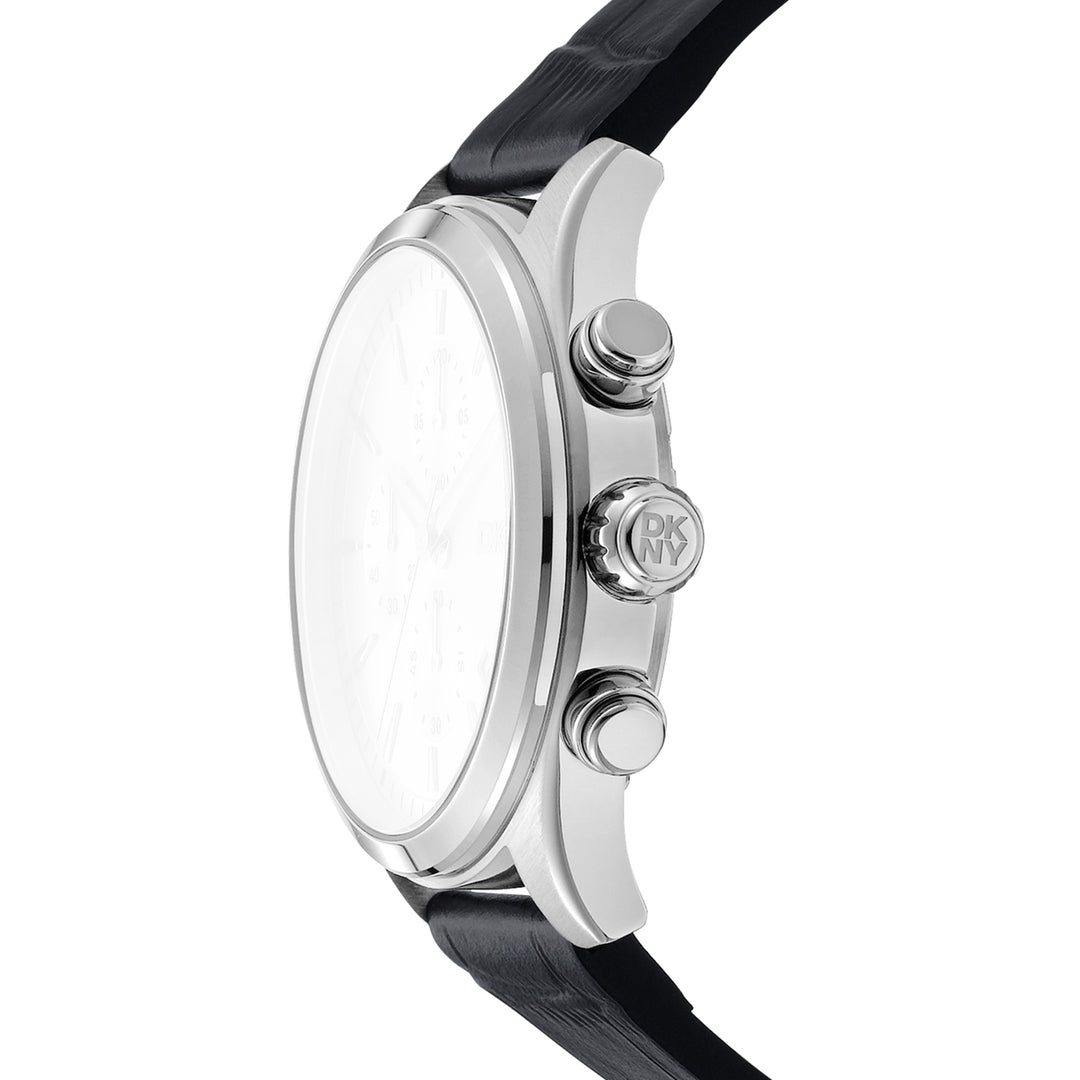 DKNY ACTIVE Men's Silver Dial Leather Strap Watch