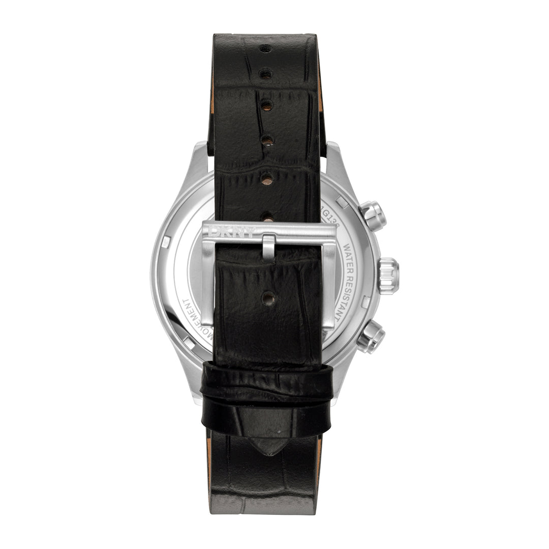 DKNY ACTIVE Men's Silver Dial Leather Strap Watch