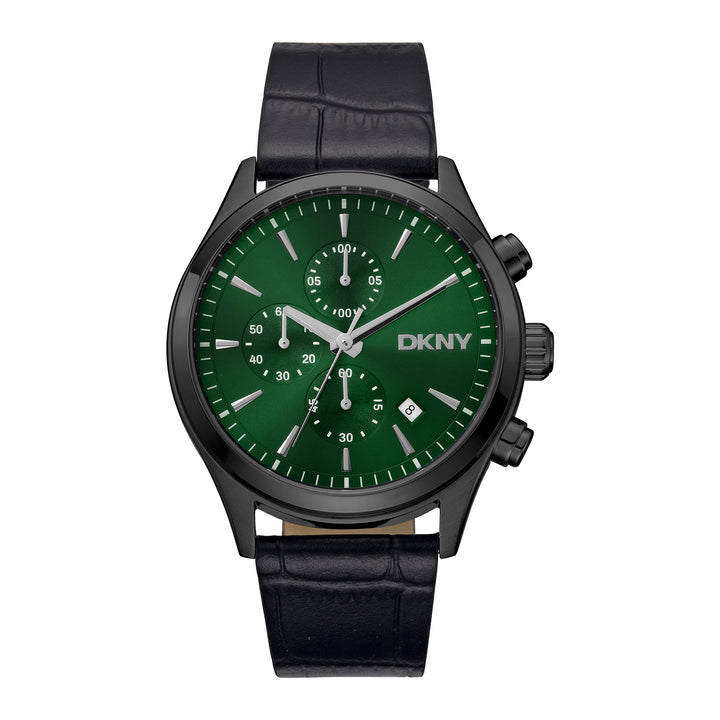 DKNY ACTIVE Men's Dark Green Dial Leather Strap Watch