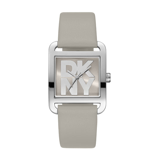 DKNY Iconic Women's Grey Dial Leather Strap Watch