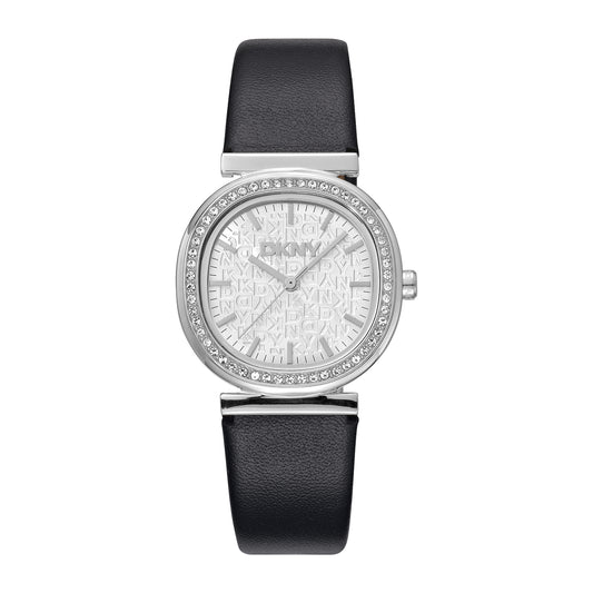 DKNY Evening Women's Silver Dial Leather Strap Watch