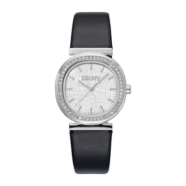 DKNY EVENING Women's Silver Dial Leather Strap Watch