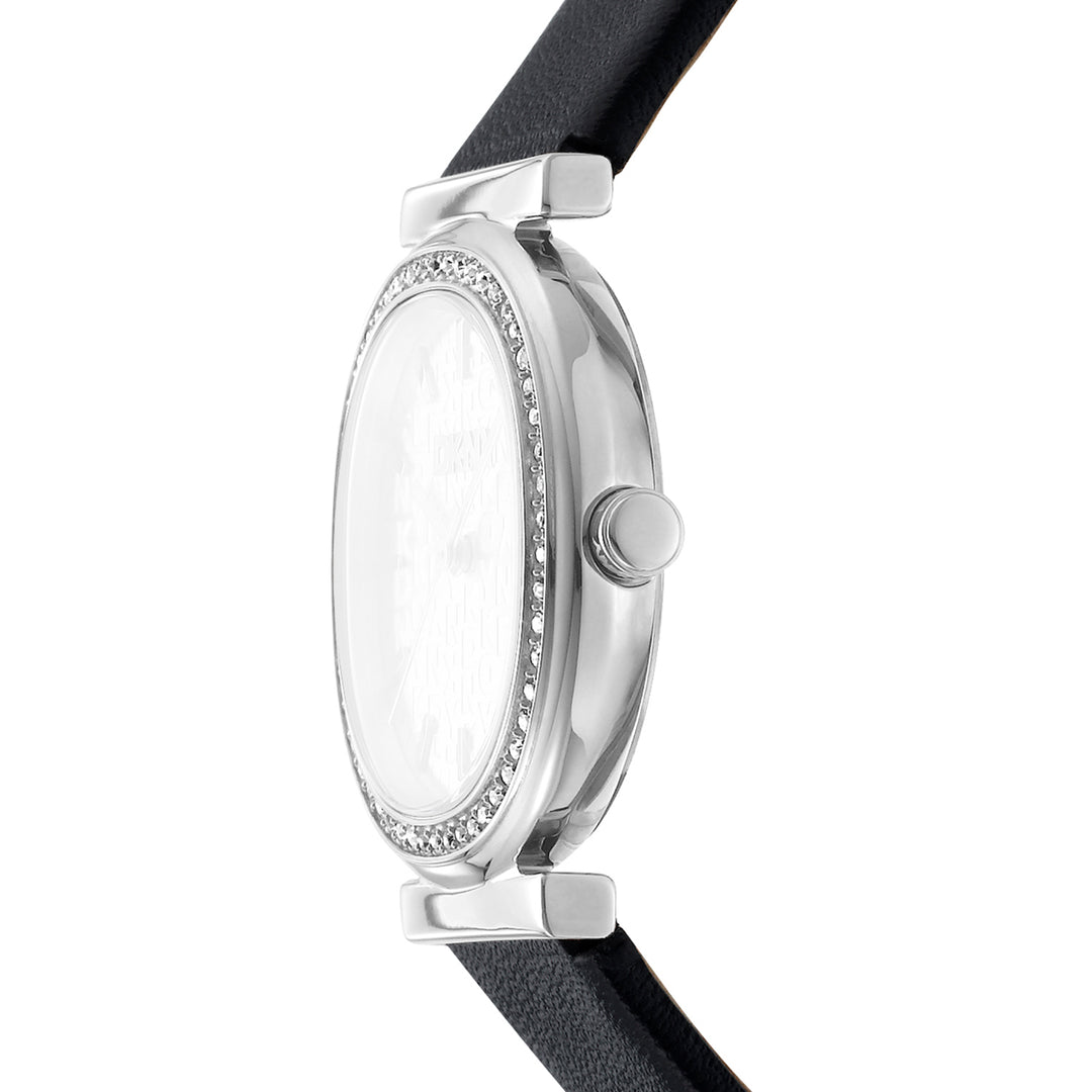DKNY EVENING Women's Silver Dial Leather Strap Watch