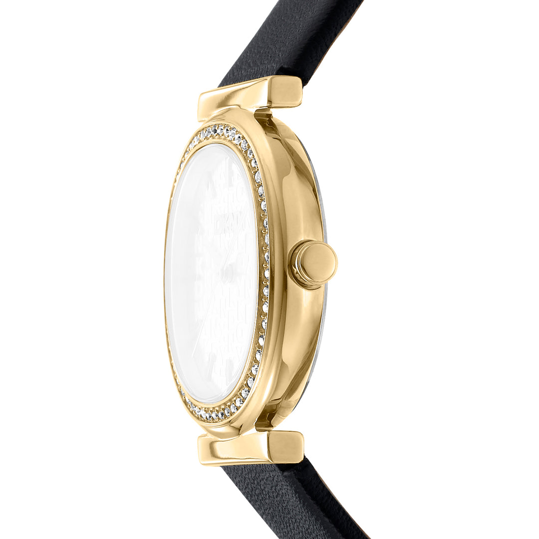 DKNY EVENING Women's Champagne Dial Leather Strap Watch