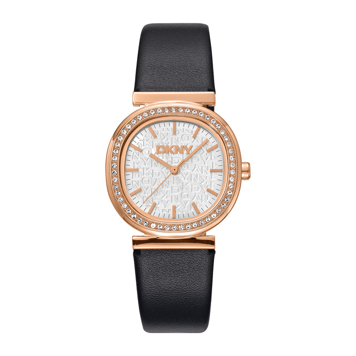 DKNY EVENING Women's Silver Dial Leather Strap Watch