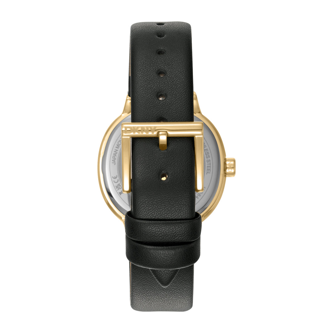 DKNY EVENING Women's Champagne Dial Leather Strap Watch