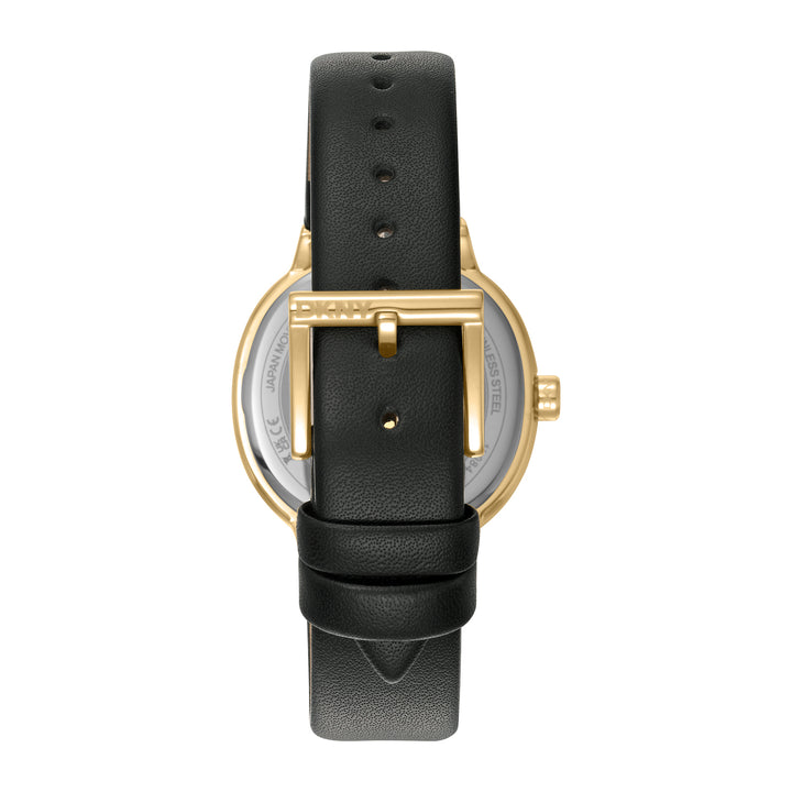 DKNY EVENING Women's Champagne Dial Leather Strap Watch