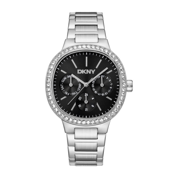 DKNY EVENING Women's Black Dial Stainless Steel Watch