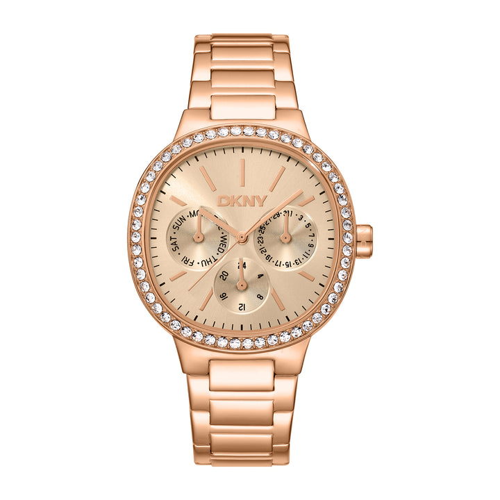 DKNY EVENING Women's Rose Gold Dial Stainless Steel Watch