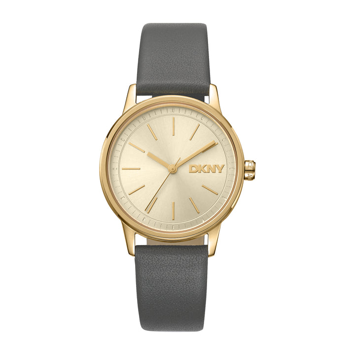 DKNY URBAN Women's Champagne Dial Leather Strap Watch