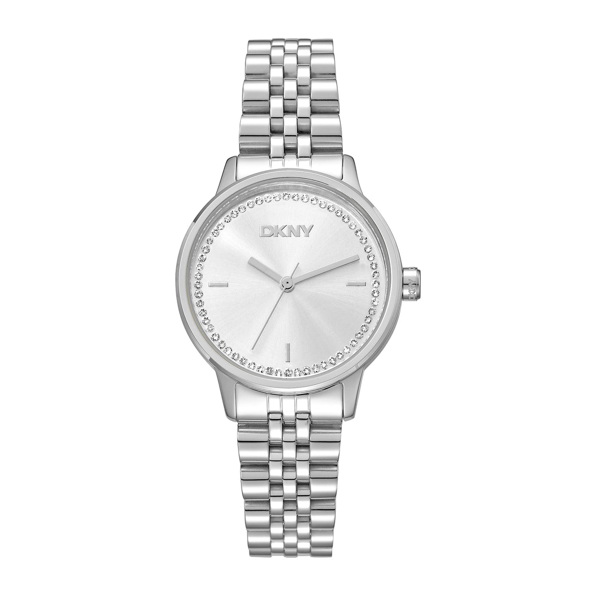 ساعة نسائية من دكني، ميناء فضي، سوار من الستانلس ستيل