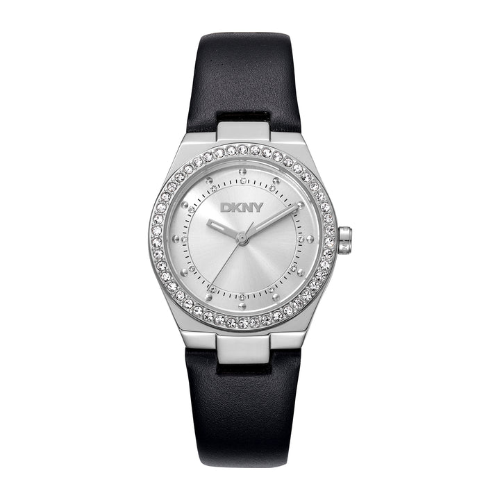 DKNY EVENING Women's Silver Dial Leather Strap Watch