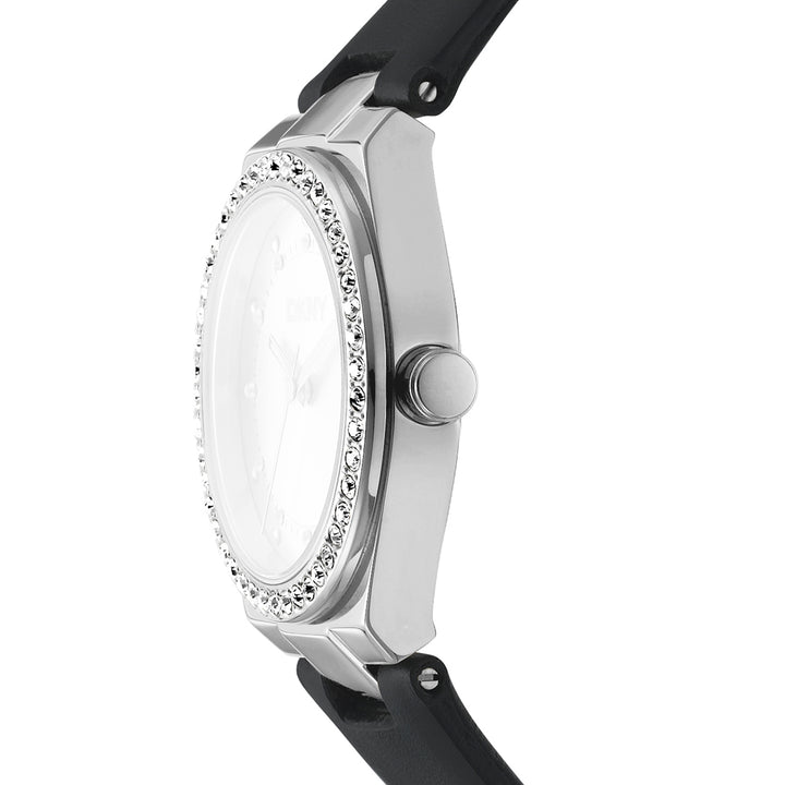DKNY EVENING Women's Silver Dial Leather Strap Watch