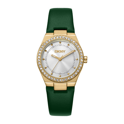 DKNY Evening Women's Silver Dial Leather Strap Watch