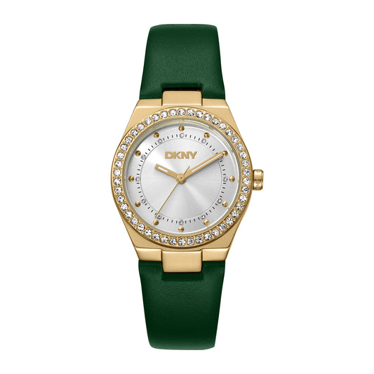 DKNY Evening Women's Silver Dial Leather Strap Watch