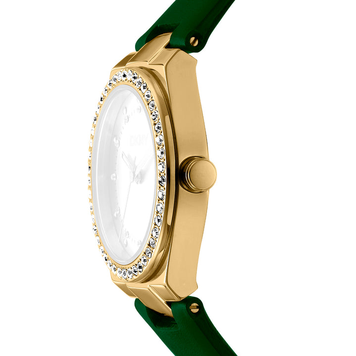 DKNY EVENING Women's Silver Dial Leather Strap Watch