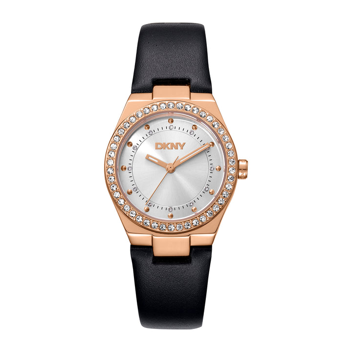 DKNY EVENING Women's Silver Dial Leather Strap Watch