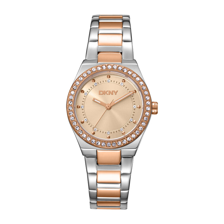 DKNY EVENING Women's Rose Gold Dial Stainless Steel Watch