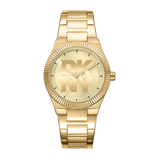 DKNY Logo Women's Champagne Dial Stainless Steel Watch