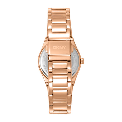 DKNY Logo Women's Rose Gold Dial Stainless Steel Watch