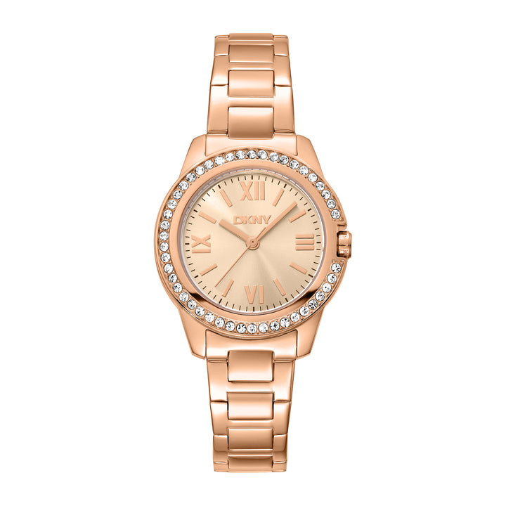 DKNY EVENING Women's Rose Gold Dial Stainless Steel Watch