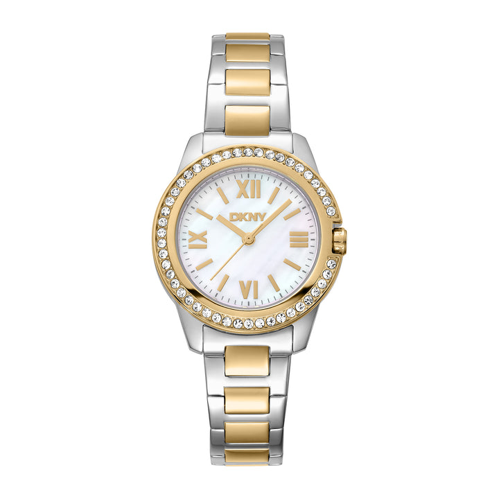 DKNY EVENING Women's White MOP Dial Stainless Steel Watch