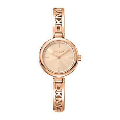 DKNY Logo Women's Rose Gold Dial Stainless Steel Watch