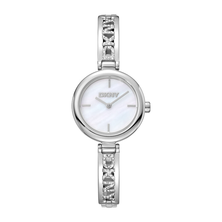 DKNY LOGO Women's White MOP Dial Stainless Steel Watch