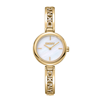DKNY Logo Women's White MOP Dial Stainless Steel Watch