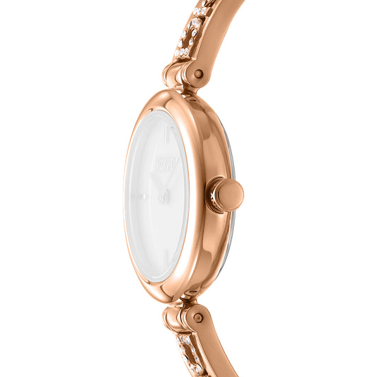 DKNY Logo Women's White MOP Dial Stainless Steel Watch