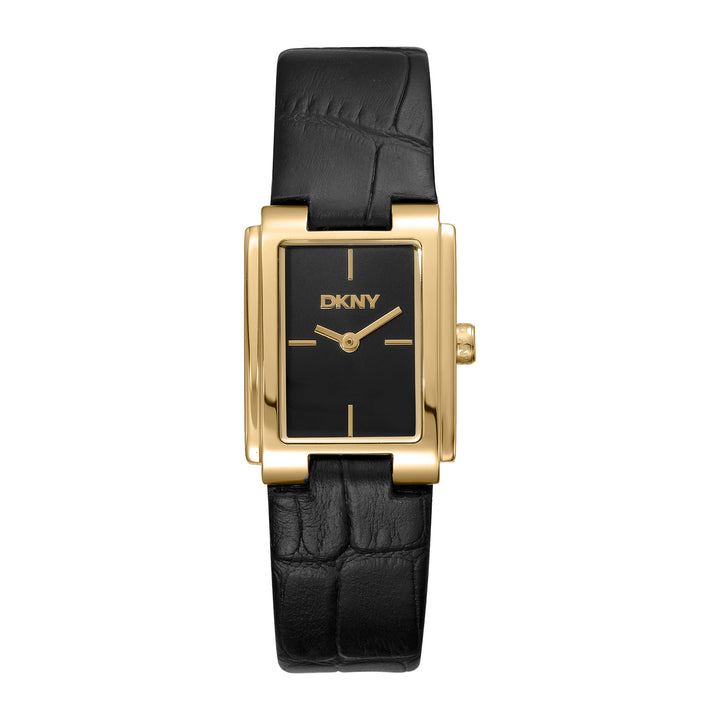 DKNY EVERYDAY Women's Black Dial Leather Strap Watch
