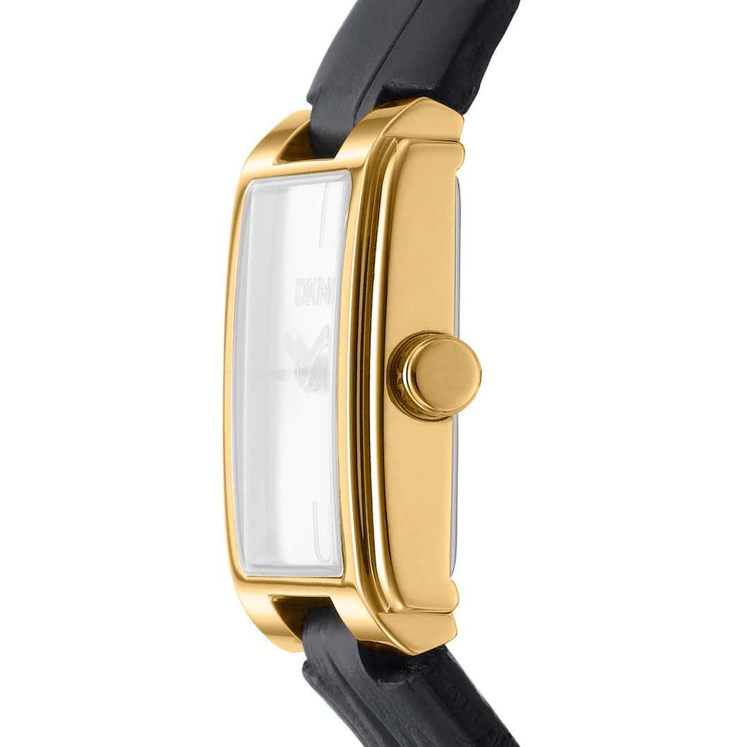 DKNY EVERYDAY Women's Black Dial Leather Strap Watch