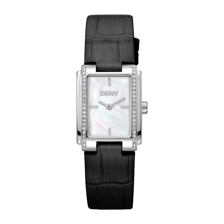 DKNY EVENING Women's White MOP Dial Leather Strap Watch