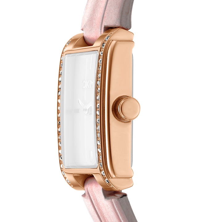 DKNY EVENING Women's White MOP Dial Leather Strap Watch