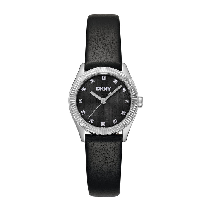 DKNY LOGO Women's Black Dial Leather Strap Watch