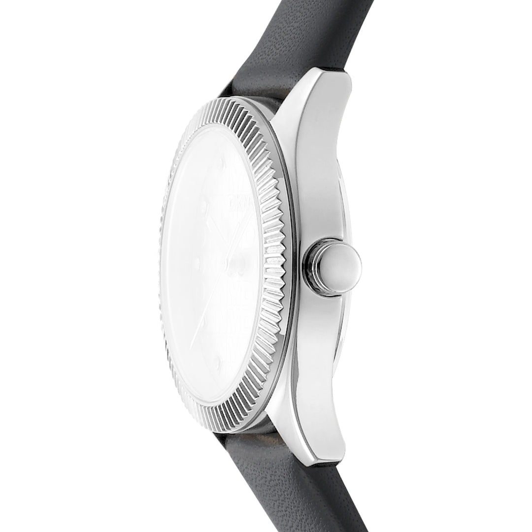 DKNY LOGO Women's Black Dial Leather Strap Watch