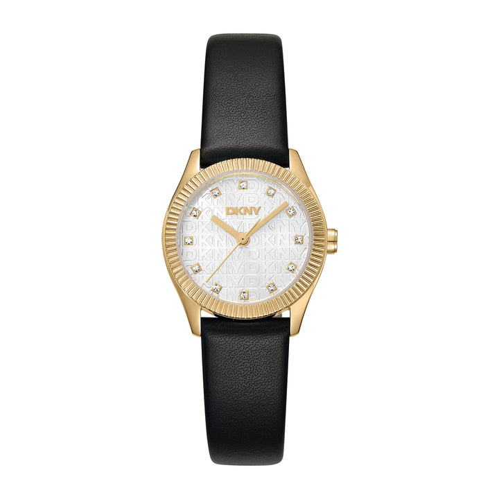 DKNY LOGO Women's Silver    Dial Leather Strap Watch
