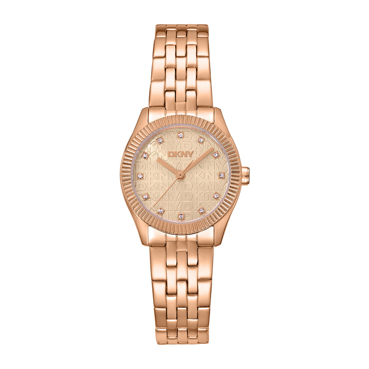 DKNY LOGO Women's Rose Gold Dial Stainless Steel Watch