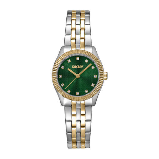 DKNY Logo Women's Dark Green Dial Stainless Steel Watch