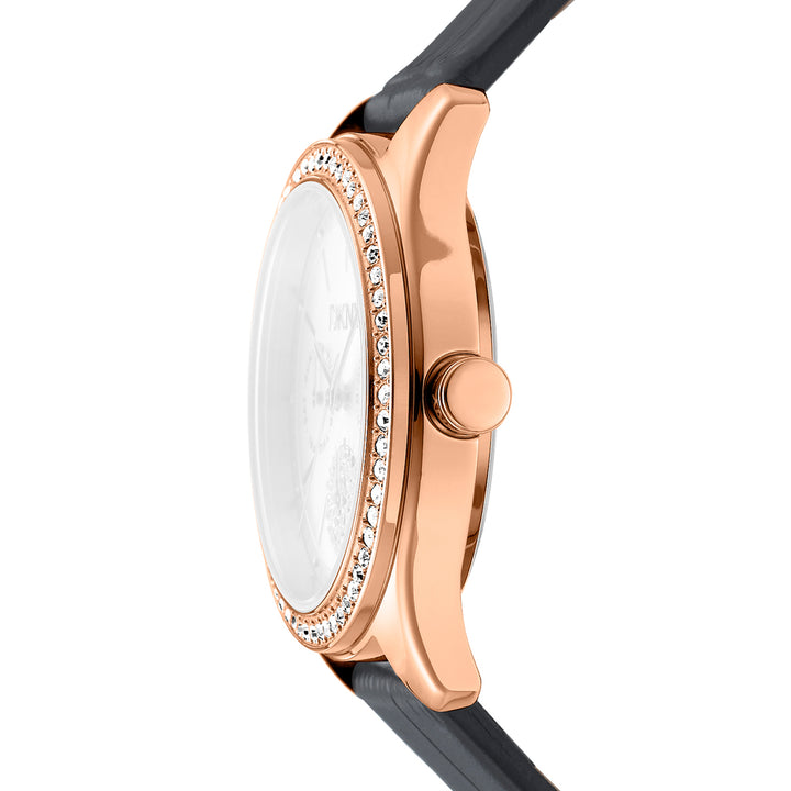 DKNY EVENING Women's Black Dial Leather Strap Watch