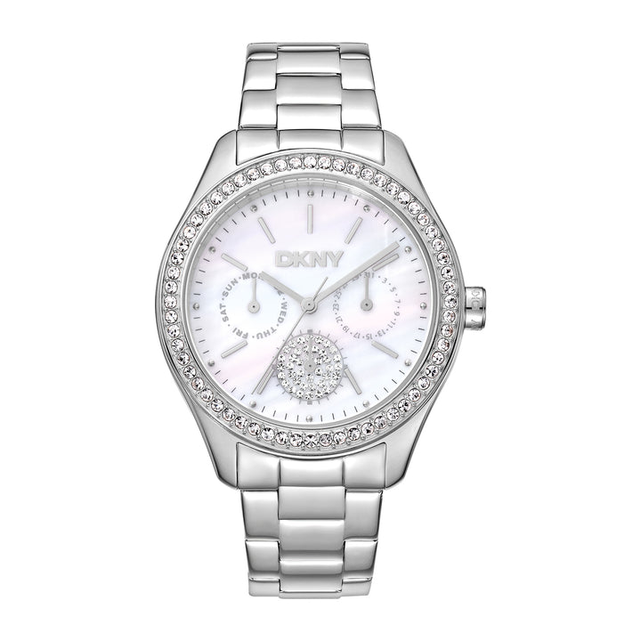 DKNY EVENING Women's White MOP Dial Stainless Steel Watch