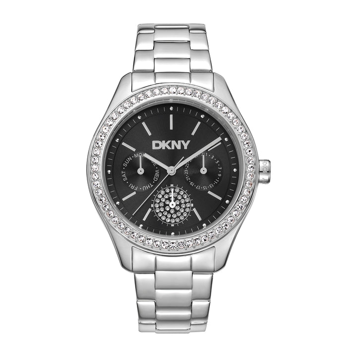 DKNY EVENING Women's Black Dial Stainless Steel Watch