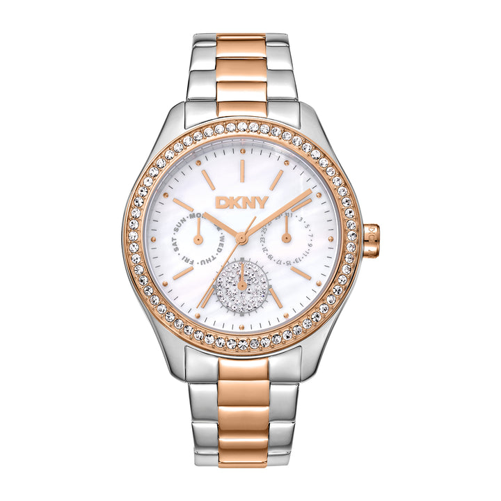 DKNY EVENING Women's White MOP Dial Stainless Steel Watch